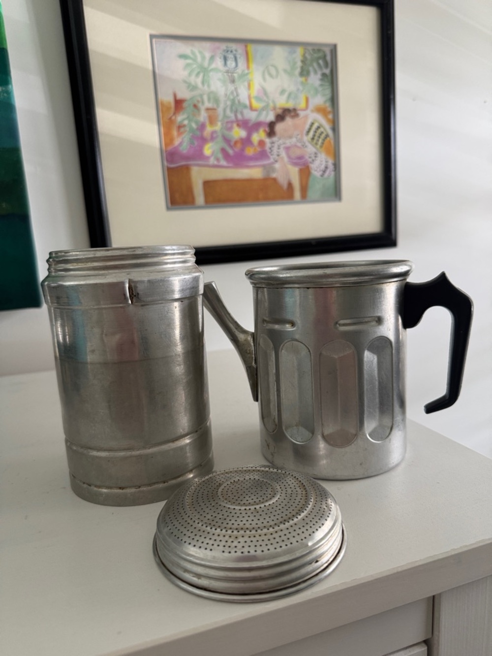 Vintage Italian Aluminum Coffee Pot 3 Pieces Eterna Aluminio Puro